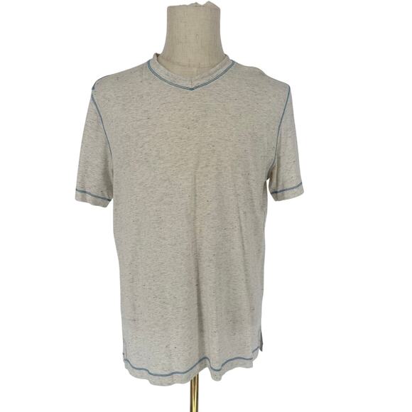 Robert Graham Traveler Short Sleeve V-Neck T-Shirt Heather Grey M - Picture 1 of 7